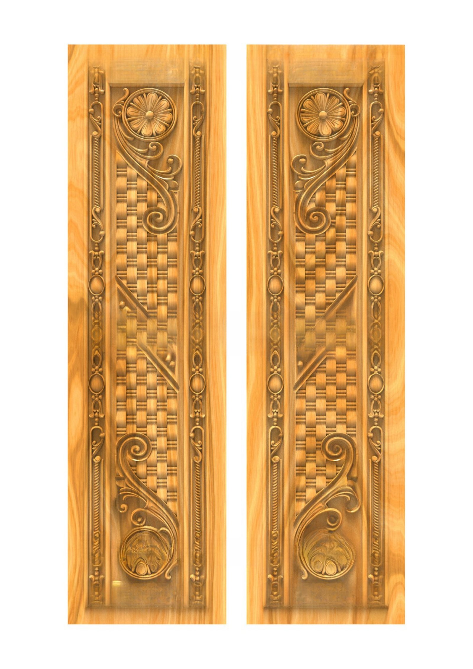 GSK NEW YEAR DOORS - PAGE-27 Elegant Floral Woven Pattern Double Door 3D Relief Model
